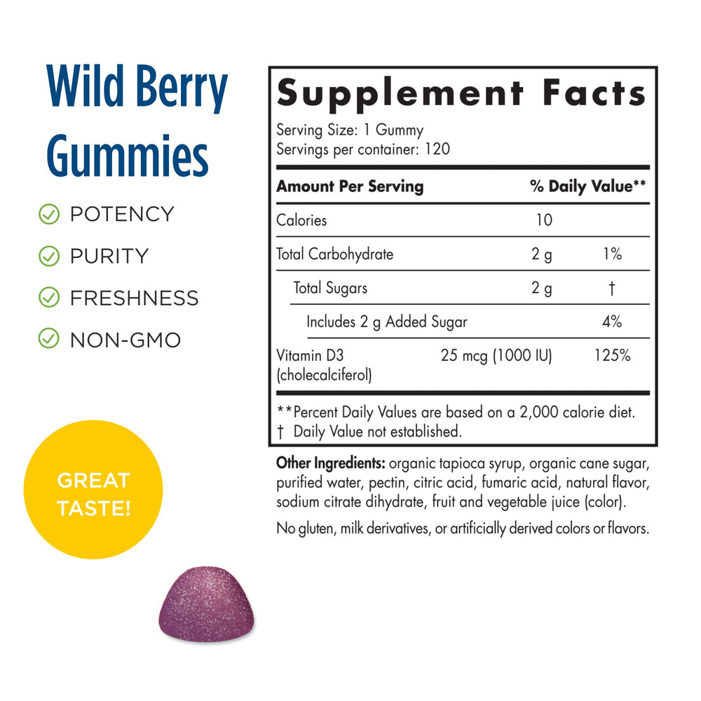 Wild Berry Vitamin D3 gummy close-up