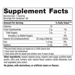 Close-up of a Wild Berry Vitamin D3 gummy showing 1000 IU