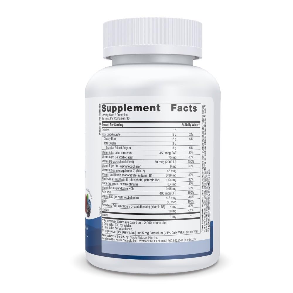 Close-up of Mixed Berry gummies in bottle