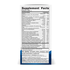 Close-up of ingredients on label showing 20 essential vitamins and minerals