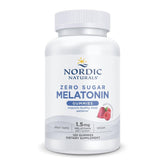 Front view of Nordic Naturals Zero Sugar Melatonin Gummies Raspberry bottle - 120 gummies