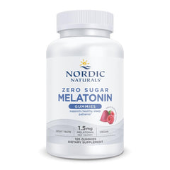 Front view of Nordic Naturals Zero Sugar Melatonin Gummies Raspberry bottle - 120 gummies
