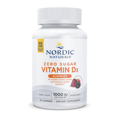Nordic Naturals Zero Sugar Vitamin D3 Gummies, Wild Berry flavor, 60-count bottle with 1000 IU per gummy