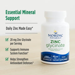 Nordic Naturals Zinc Glycinate bottle on a clean white background