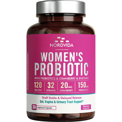 NordVida Women's Probiotic 120B with 32 strains, cranberry and digestive enzymes