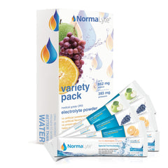 NormaLyte eight-flavor sachets for on-the-go hydration and electrolyte balance.