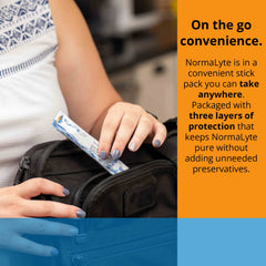 NormaLyte travel-friendly packets for easy hydration anywhere.