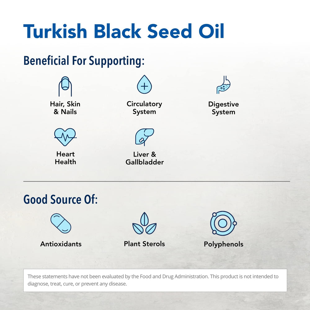 8 oz bottle of Black Seed Oil with dropper on white background