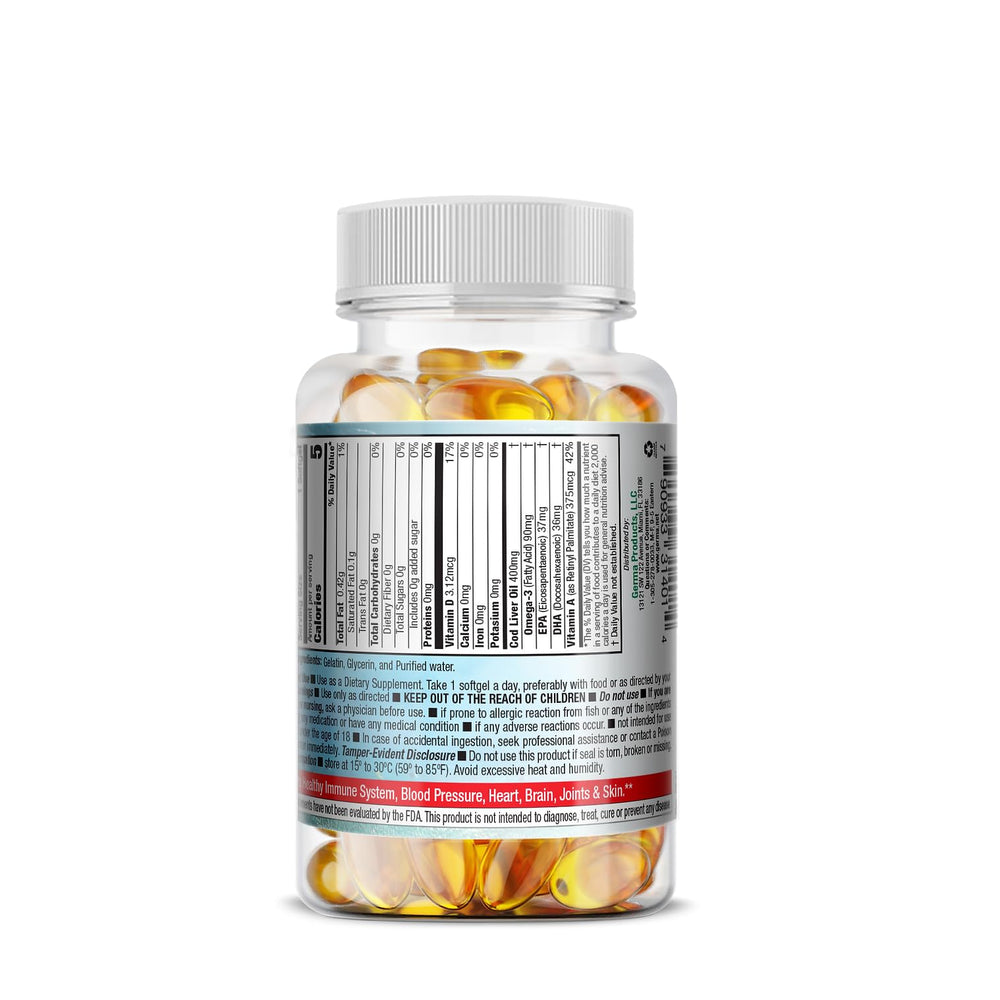 GERMA 2-Pack Norwegian Cod Liver Oil Capsules - 2 x 100 (200 softgels)