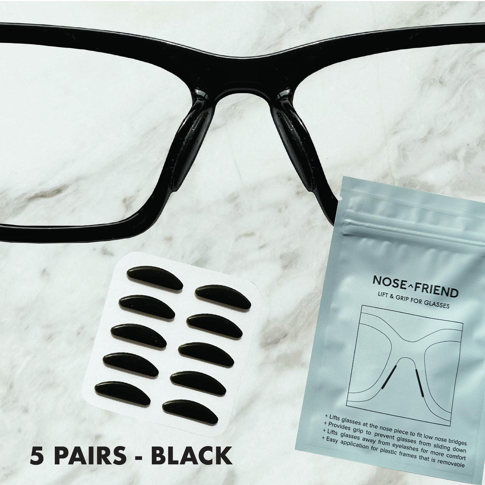 NOSE FRIEND black 1.2mm ultra-thin grip nose pads – 5 pairs, black