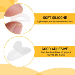 Self-adhesive silicone nose pads being attached to glasses