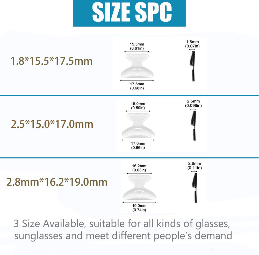 Three sizes of nose pads: 1.8 cm, 2.5 cm, 2.8 cm