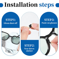 Nose pads being installed on eyeglass frame