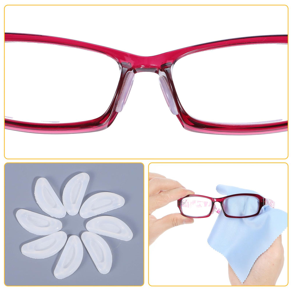 Eyeglass cleaning cloths included with nose pads