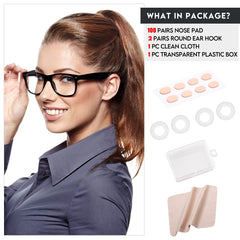 Nude color nose pads attached to eyeglass frame