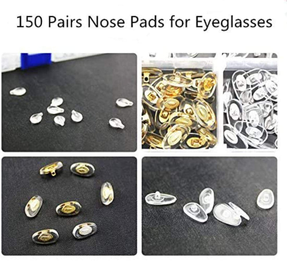 Close-up of clear PVC eyeglass nose pads