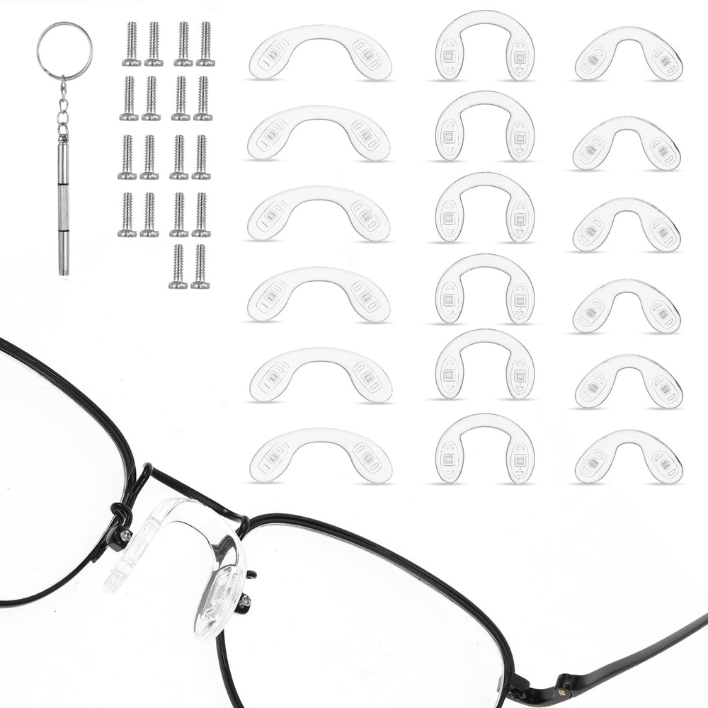 Clear U-shaped silicone nose pads set, 18 pieces