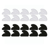 Ultra-thin 1mm silicone eyeglass nose pads, 19mm long, 20-pair set (10 clear, 10 black)