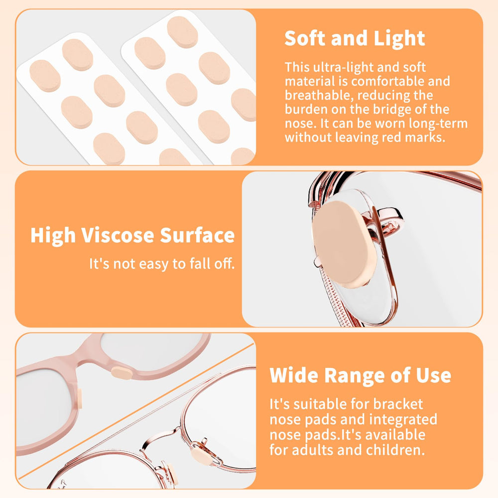 Packaging showing 64 pairs of eyeglass nose pads