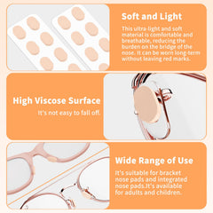 Packaging showing 64 pairs of eyeglass nose pads
