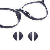 Black D-shape silicone nose pads for glasses - front view