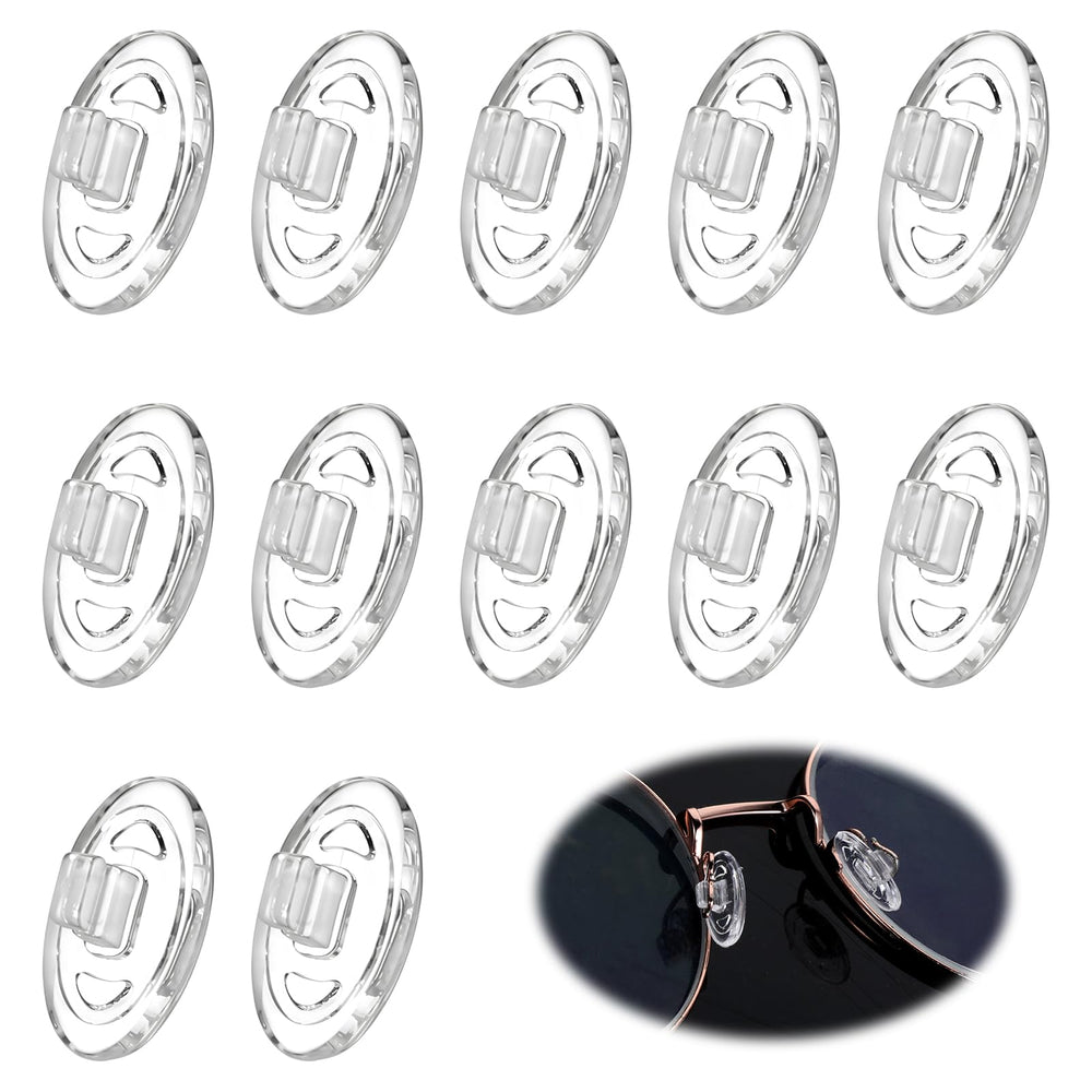 Clear silicone eyeglass nose pads – front view (12-pack)