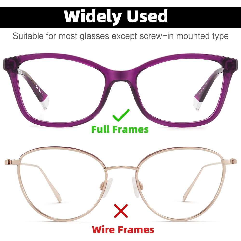 Clear nose pads for eyewear on a frame