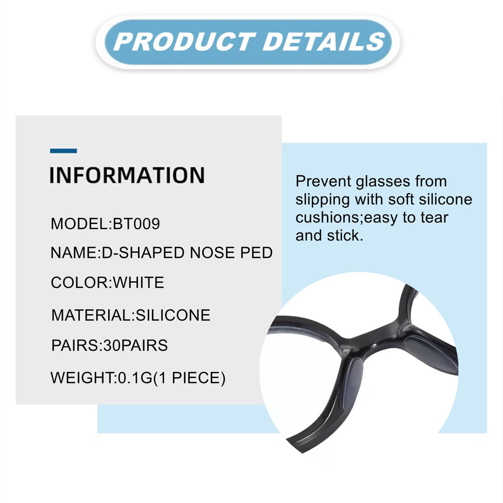 Anti-slip nose pads on glasses providing secure fit