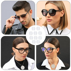 Eyeglasses with anti-slip silicone nose pads in use