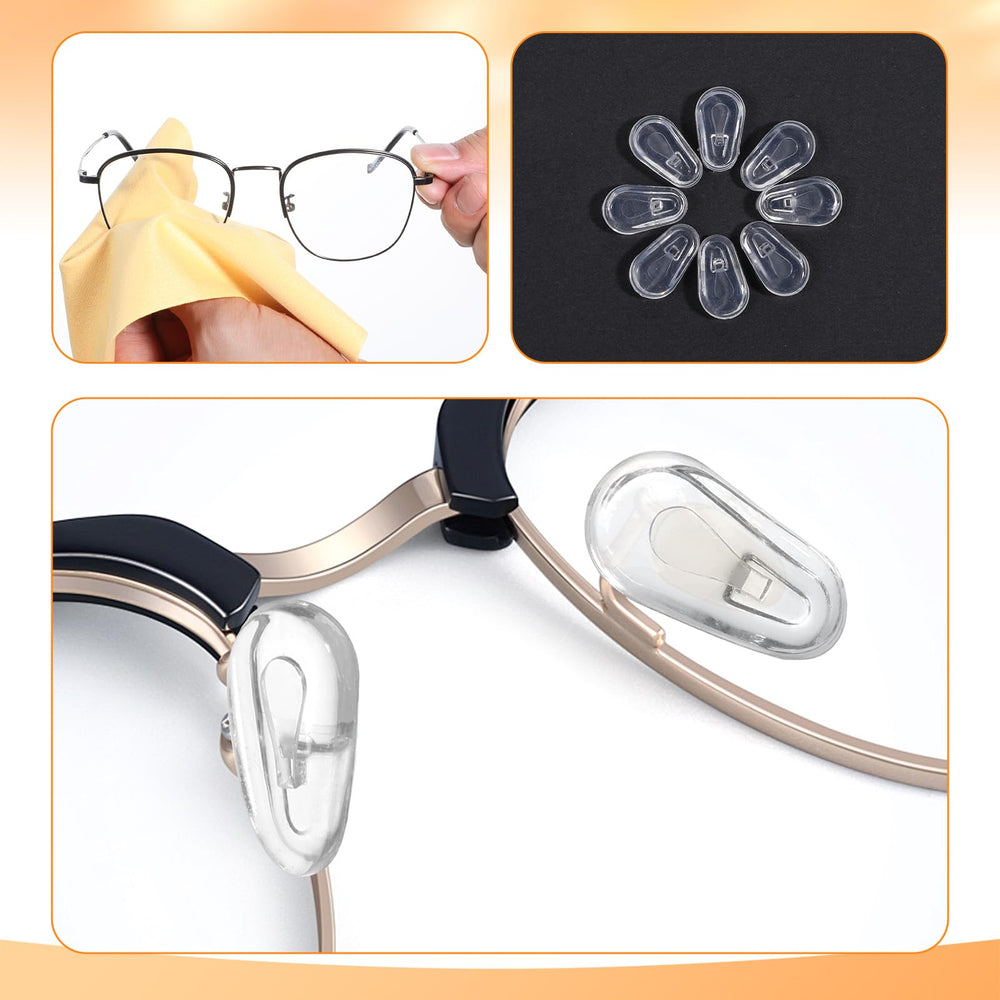 Installing push-in nose pads onto glasses