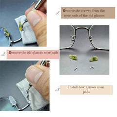 Screw-in eyeglass frames with nose pads installed
