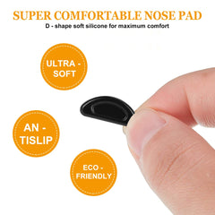 Nose pads attached to black eyeglasses