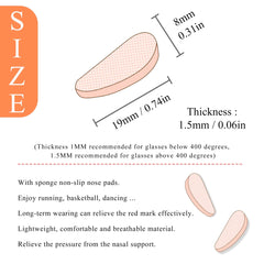 Oval nude soft foam nose pads, 1.5mm thickness