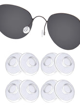 Front view of 4-pack clear silicone push-in nose pads (9x9x4mm)