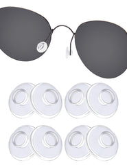 Front view of 4-pack clear silicone push-in nose pads (9x9x4mm)