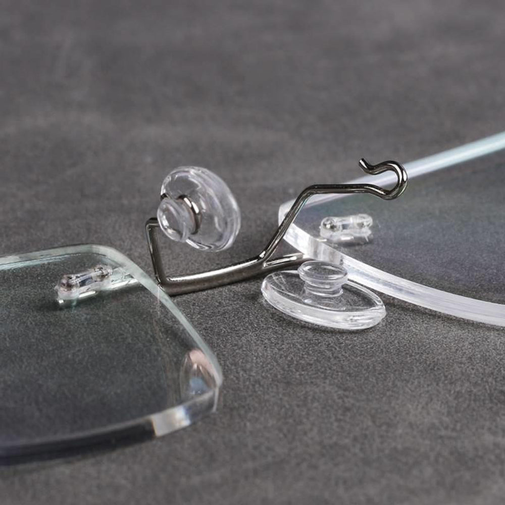 Close-up of round push-in eyeglasses nose pads