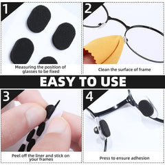Self-adhesive glasses nose pads being applied