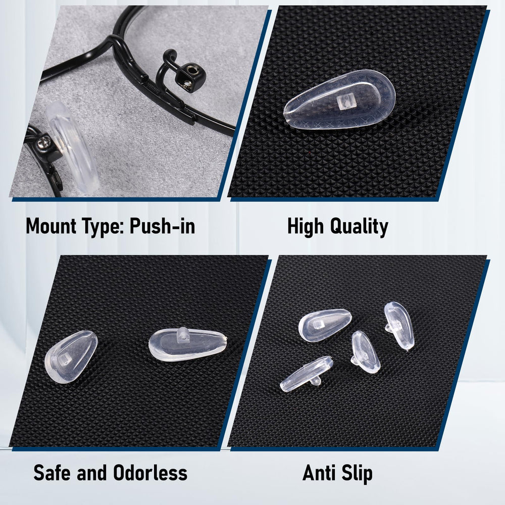 Teardrop-shaped nose pads close-up