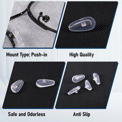 Teardrop-shaped nose pads close-up