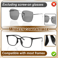 Compatible with plastic frames and sunglasses