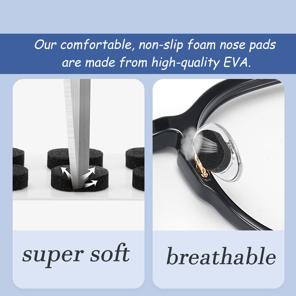 Lightweight EVA foam nose pads reducing pressure on the nose bridge