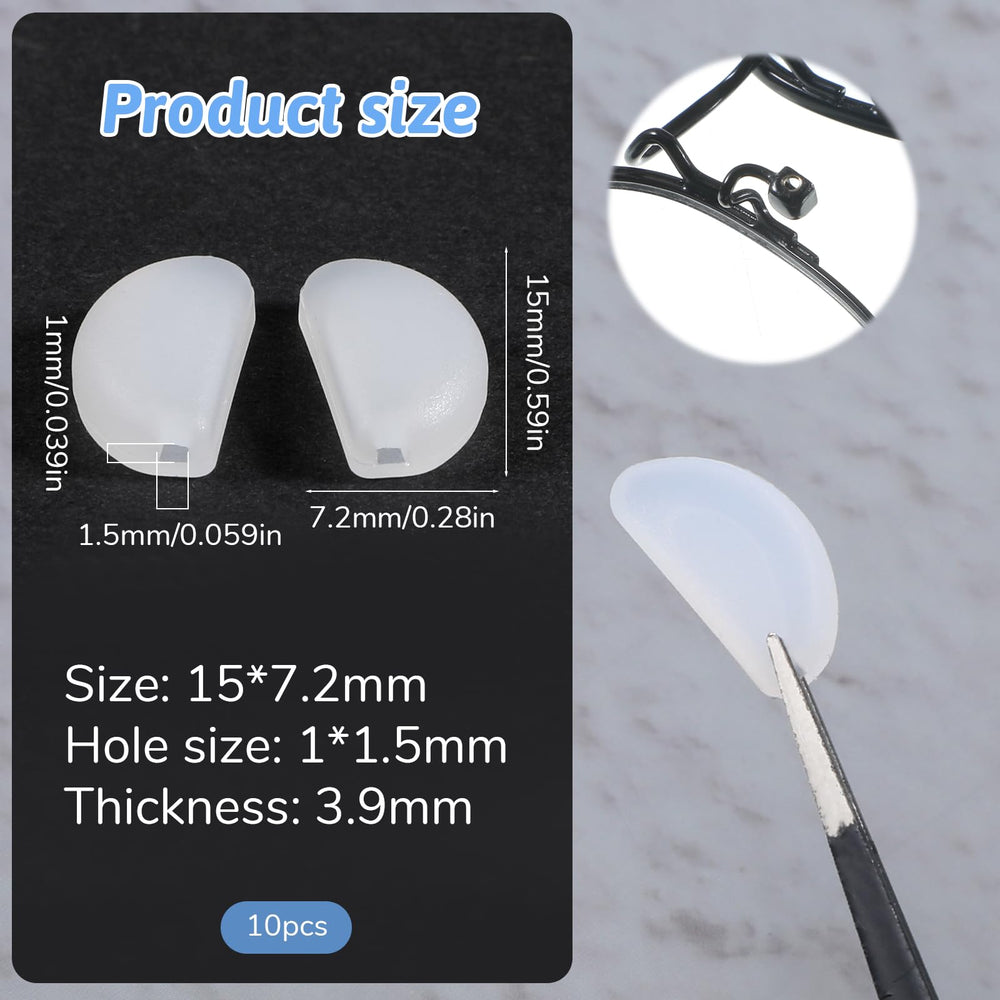 Push-in replacement nose pads for rimless eyewear