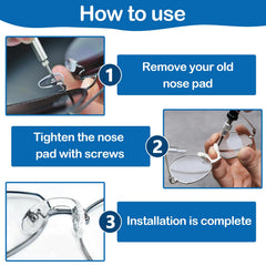 Eyeglasses repair kit with nose pads and tools
