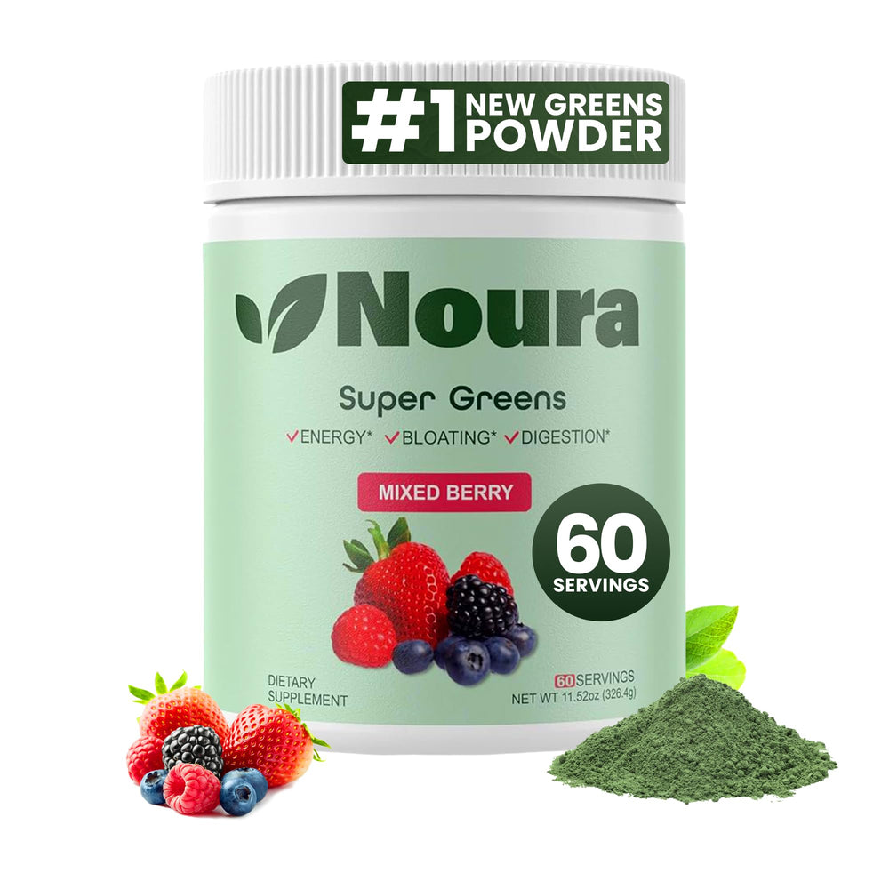 Container of Noura Nutrition Super Greens Powder, 60 servings