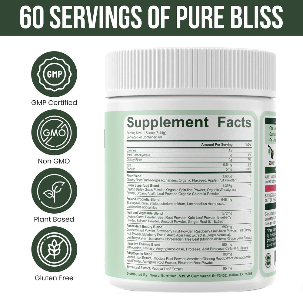 Digestive enzymes and probiotics blend in greens powder