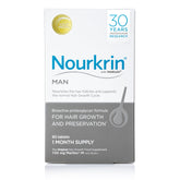 Nourkrin Man 60 tablets bottle demonstrates drug-free support for healthier hair growth