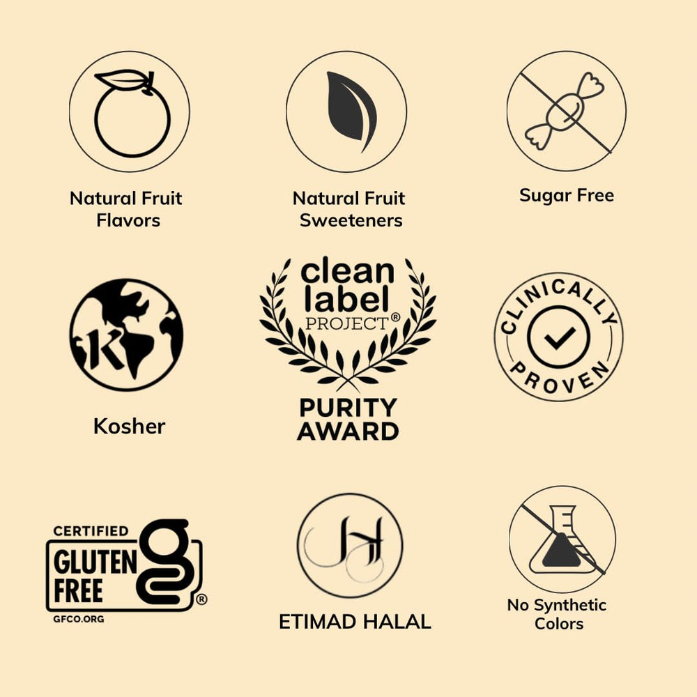 Nutrition label indicating gluten-free and sugar-free ingredients