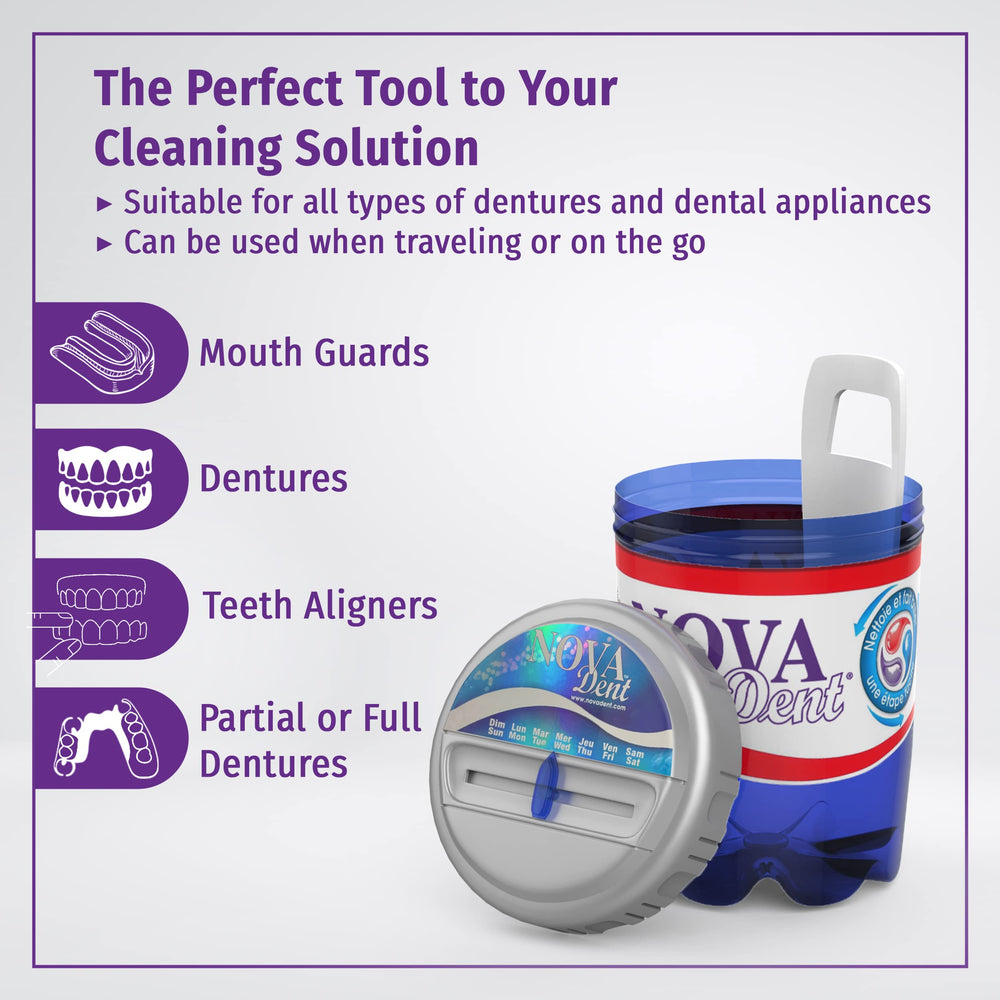 Twist-on lid and microfilter basket for the Novadent cleaning container