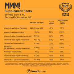 Infant and toddler orange flavored multivitamin bottle design