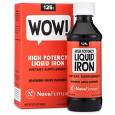 NovaFerrum Wow 125mg iron liquid bottle with 5 mL dose indicator